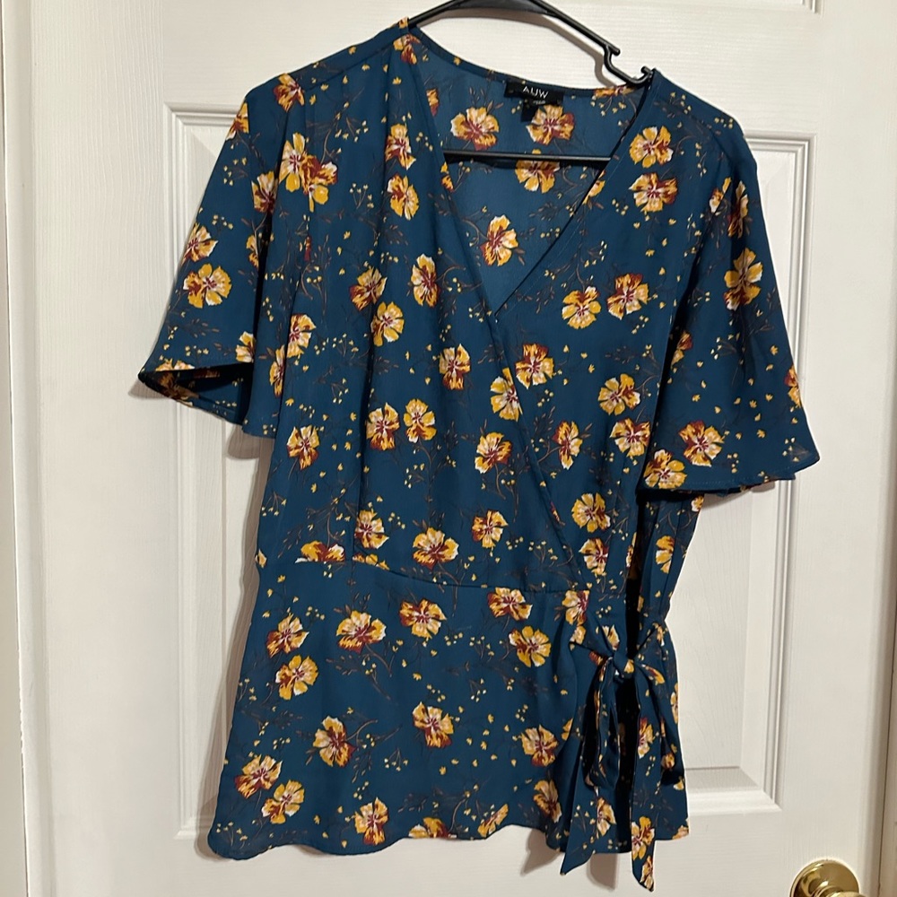AUW Brand Dressy Wrap Blouse Medium